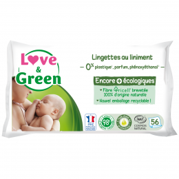 Love & Green Lingettes Toilette Bébé Hypoallergéniques 55 Pièces