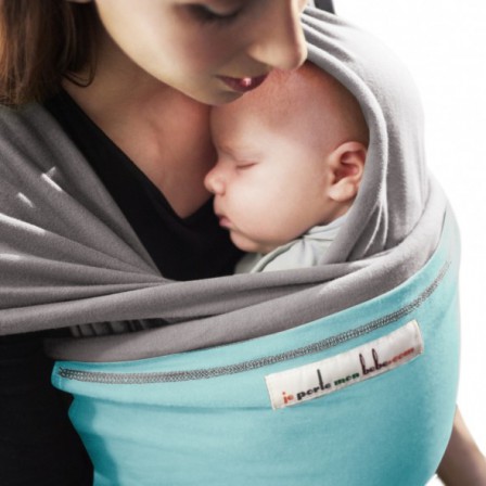 Echarpe Je Porte Mon Bébé Jpmbb Gris clair Poche turquoise