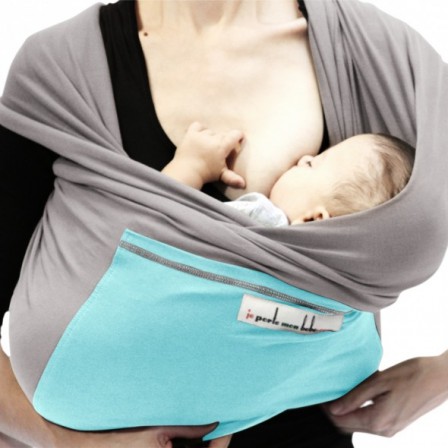 Echarpe Je Porte Mon Bébé Jpmbb Gris clair Poche turquoise