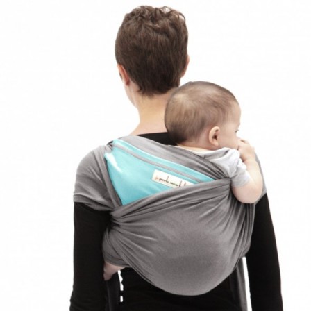 Echarpe Je Porte Mon Bébé Jpmbb Gris clair Poche turquoise