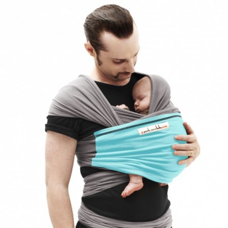 Echarpe Je Porte Mon Bébé Jpmbb Gris clair Poche turquoise