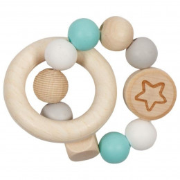 Goki Elastic rattle turquoise star - Wooden toy