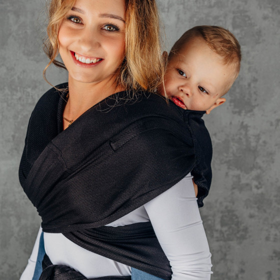 LennyLamb LennyHybrid Half Buckle Carrier Preschool Size Little Herringbone Ebony Black