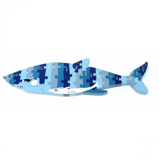 Puzzle Alphabet Requin La Pachamama - Jouet en bois recyclé