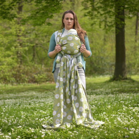 Yaro Chamomile Trinity Yellow Green Seacell Glossy - Ring Sling tissé