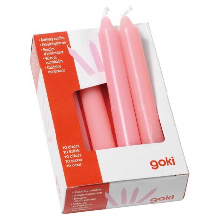 set of 10 candles pink birthday Goki
