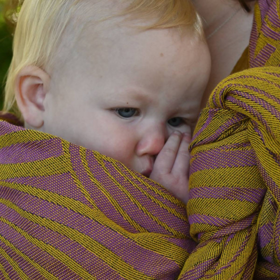 Yaro Dandy Duo Yellow Purple Navy Silk - Ring Sling Tissé