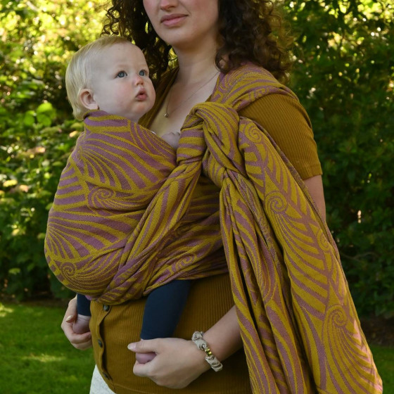 Yaro Dandy Duo Yellow Purple Navy Silk - Ring Sling Tissé