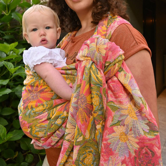 Yaro Le Bouquet Trio Yellow Pink Green - Ring Sling Tissé