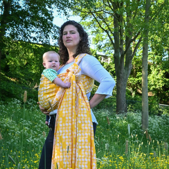 Yaro Petals Duo Yellow White Seacell - Écharpe de portage tissée