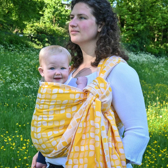 Yaro Petals Duo Yellow White Seacell - Écharpe de portage tissée