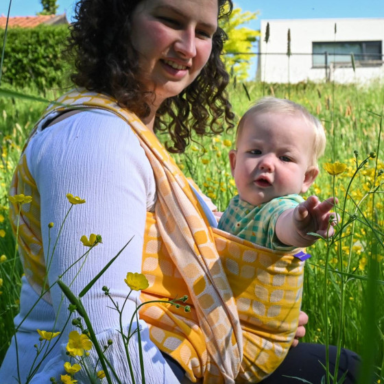 Yaro Petals Duo Yellow White Seacell - Écharpe de portage tissée