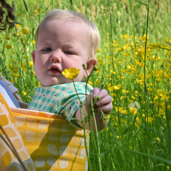 Yaro Petals Duo Yellow White Seacell - Écharpe de portage tissée