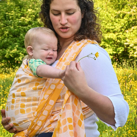 Yaro Petals Duo Yellow White Seacell - Écharpe de portage tissée