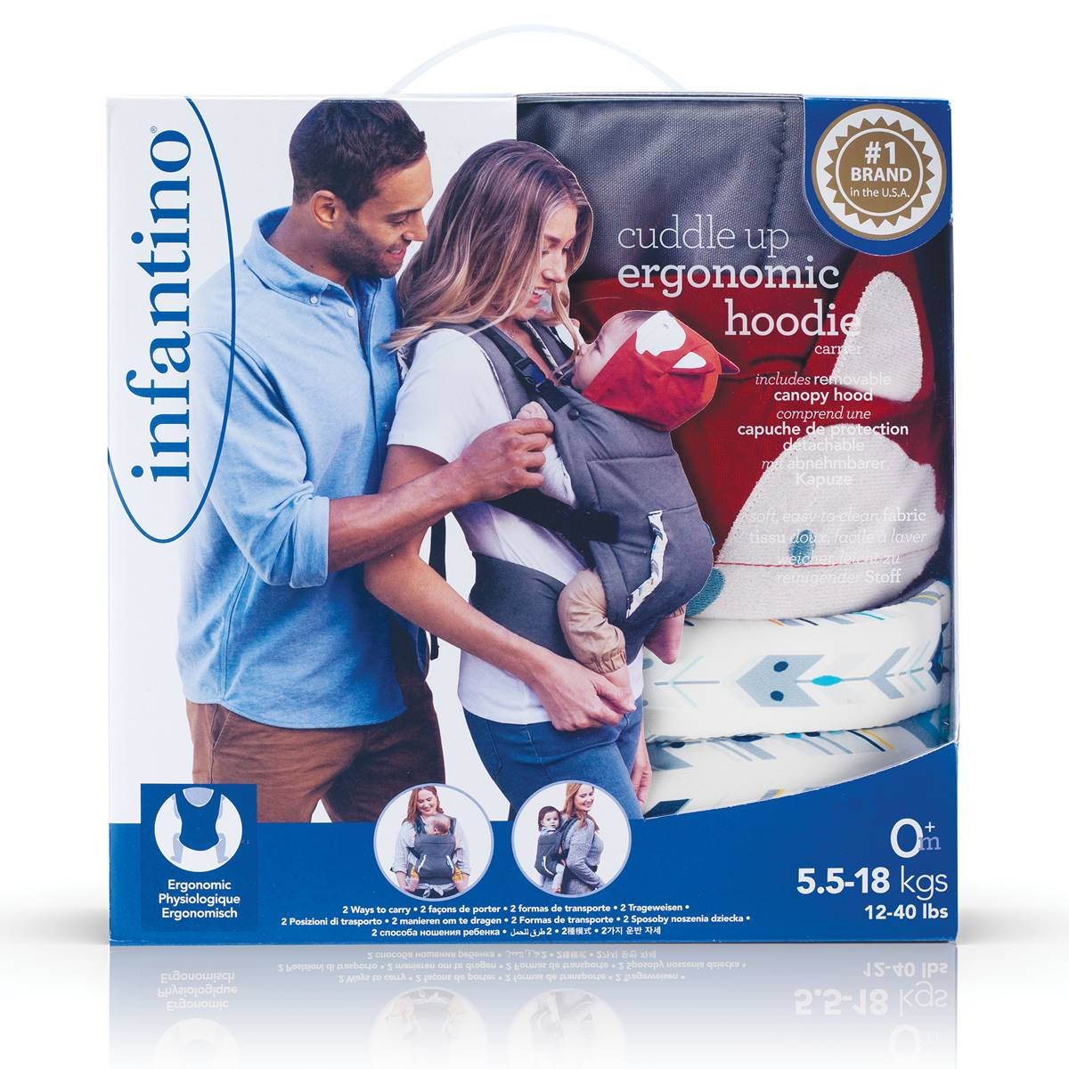 Infantino Newborn Cuddle Up Ergonomic Hoodie Carrier 0+m 5.5-18 kg/12-40 lb