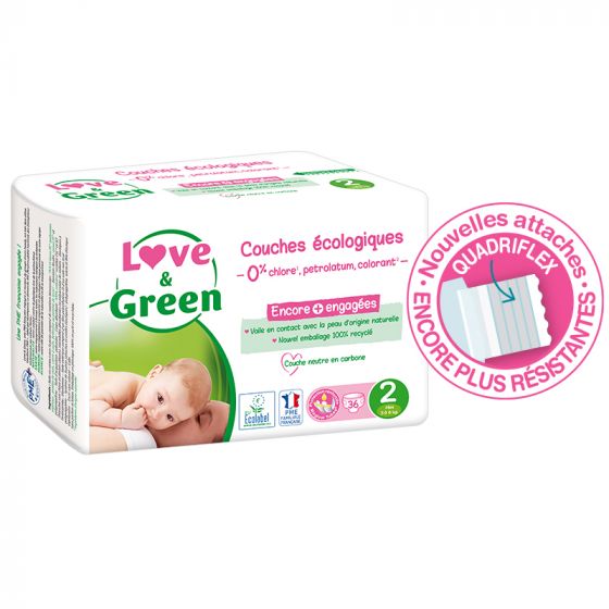 Love and green disposable diapers size 2 (3 to 6 kg)