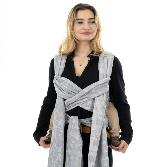 Fidella Fly Tai - Mei Tai baby carrier Floral Touch Lunar Grey Toddler size