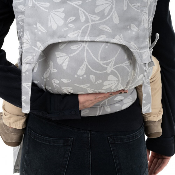 Fidella Fly-Taï Floral Touch Lunar Gris Taille Bambin porte bébé meï-taï