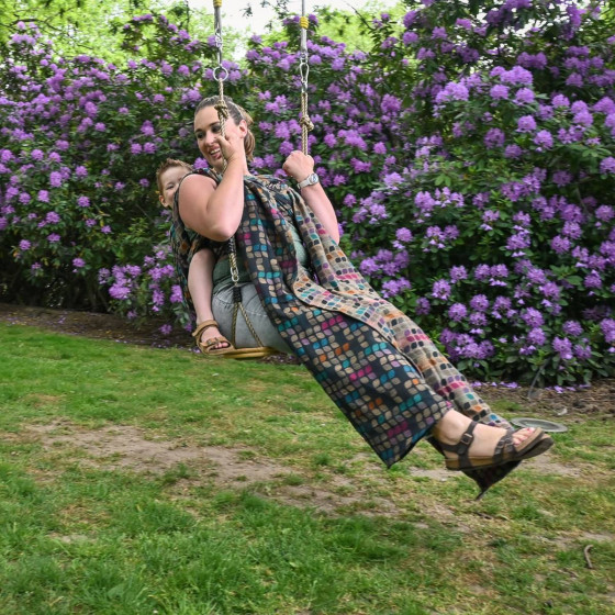 Yaro Petals Duo Black Camel Rainbow Wool Silk Seacell - Ring Sling tissé