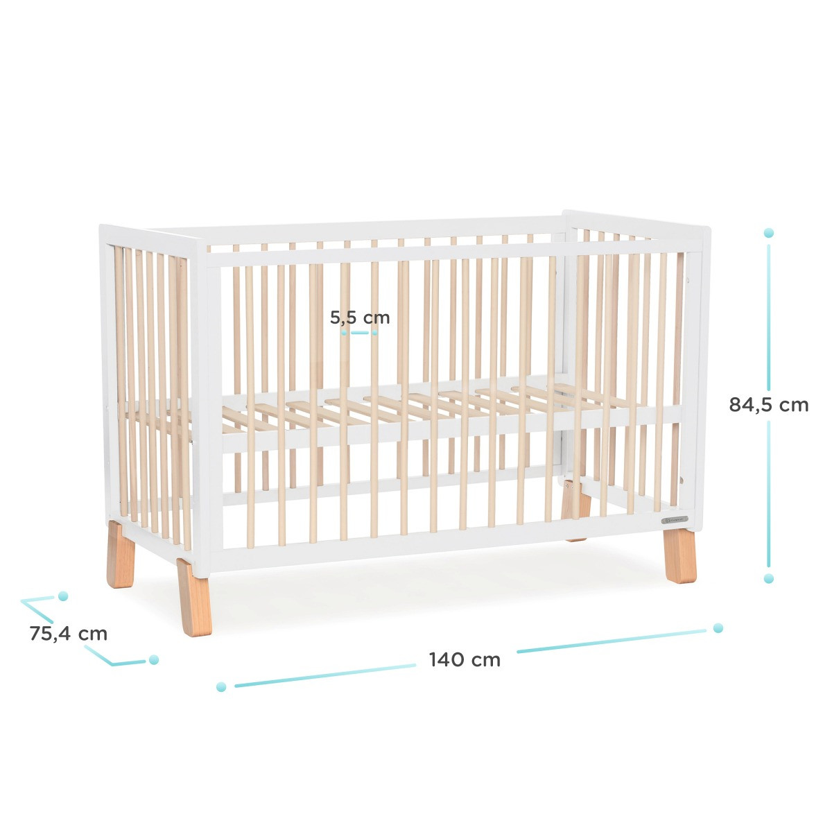 KinderKraft Lunky XL baby cot for many years Color White KinderKraft