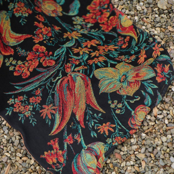 Yaro Floral Trio Black Red Green Yellow Tencel - Écharpe de portage tissée