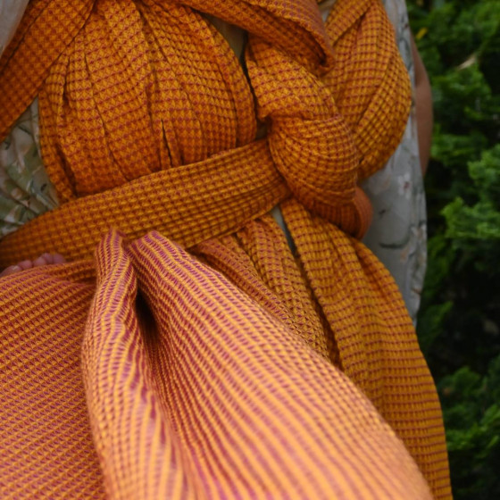 Yaro Waffles Yellow Pink - Écharpe de portage tissée