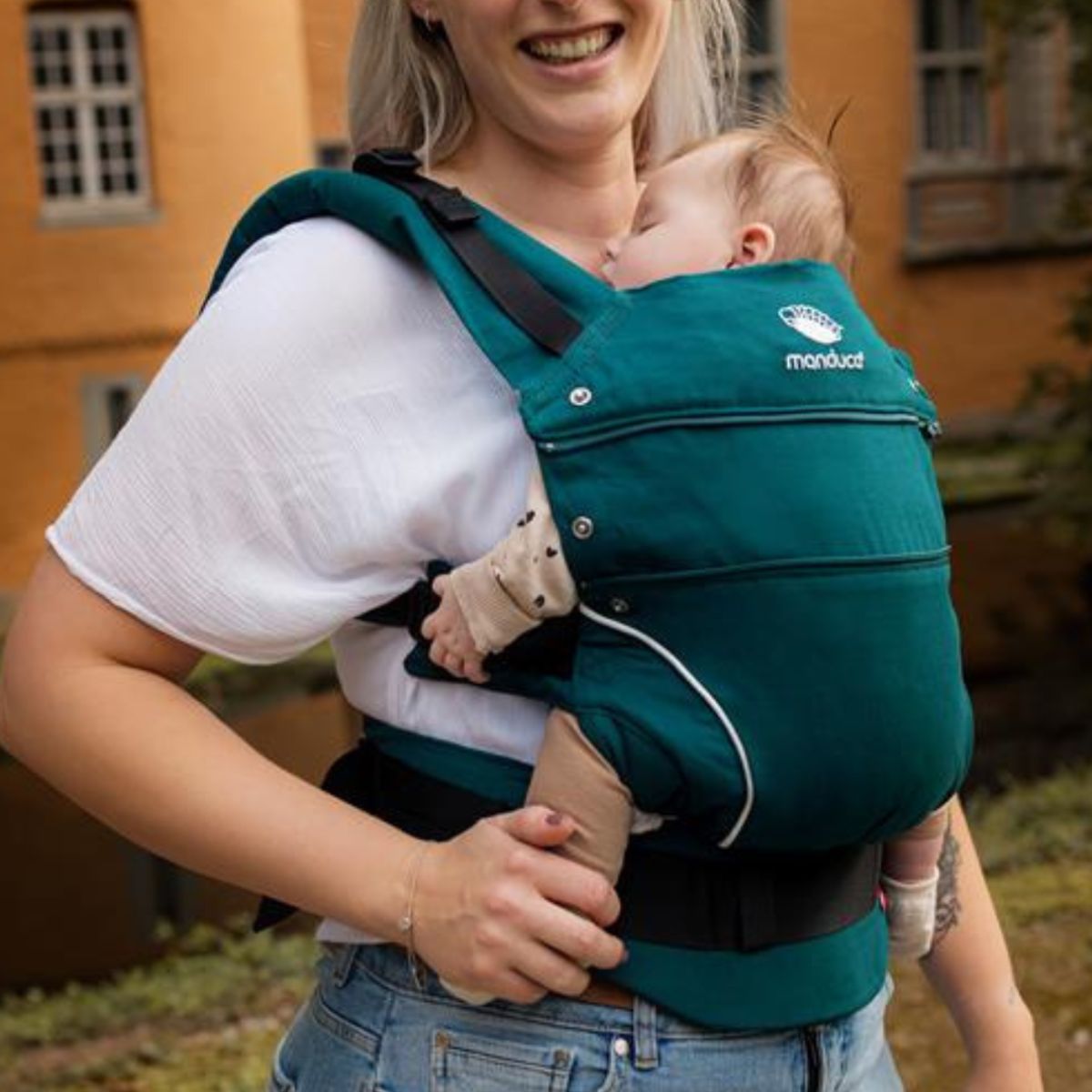 Echarpe porte bébé carry baby pétrol Selon stock
