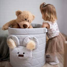 Kinder Hop Teddy panier de rangement bébé enfant - Triangles Light Grey