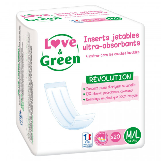 Love and Green Inserts jetables écologiques universels pour couches lavables