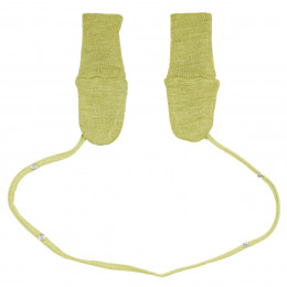 ManyMonths Natural Woollies Long Cuff Baby Mittens - Pea Purée