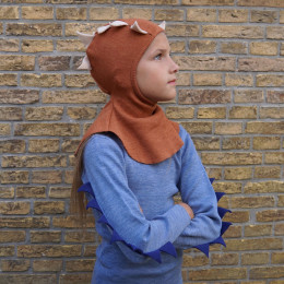 ManyMonths Natural Woollies Dino Hood UNiQUE - Potter's Clay