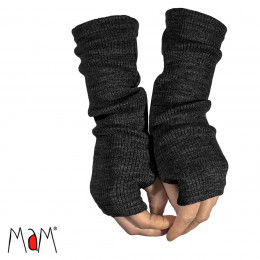 MaM ManyMonths Natural Woollies Long Fingerless Mittens - Foggy Black