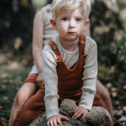 Manymonths Romper Playsuit - Salopette en Laine Mérinos pour Bébé - Potter's Clay