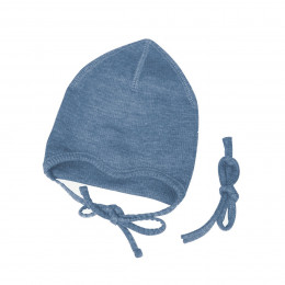 ManyMonths Natural Woollies Baby Cap with Straps - Blue Mist