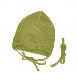 ManyMonths Natural Woollies Baby Cap with Straps - Pea Purée