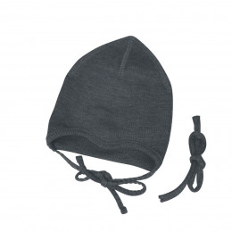 ManyMonths Natural Woollies Baby Cap with Straps - Foggy Black