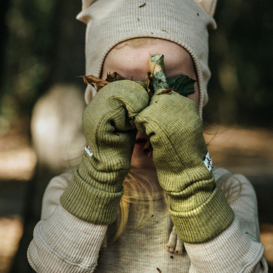 ManyMonths Natural Woollies Long Cuff Baby Mittens