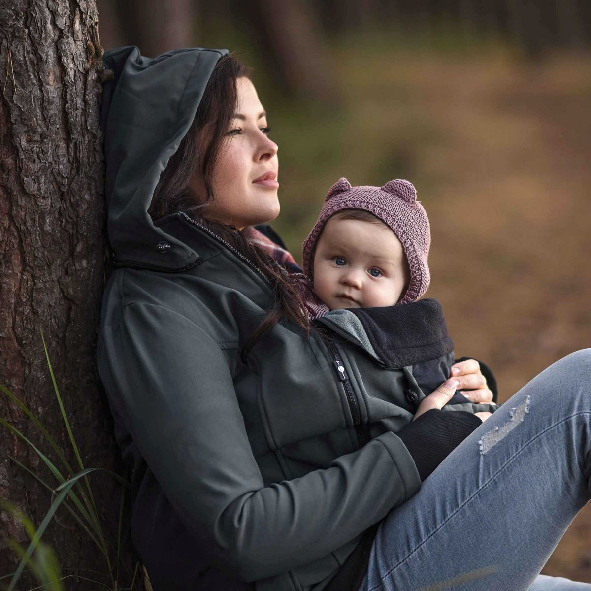 Veste Grossesse Courte Femme Manteau Grossesse Hiver Avec Portage Bébé - Veste Kangourou Capuche Softshell | Chaud Et Pratique Blouson Grossesse Femme Hiver