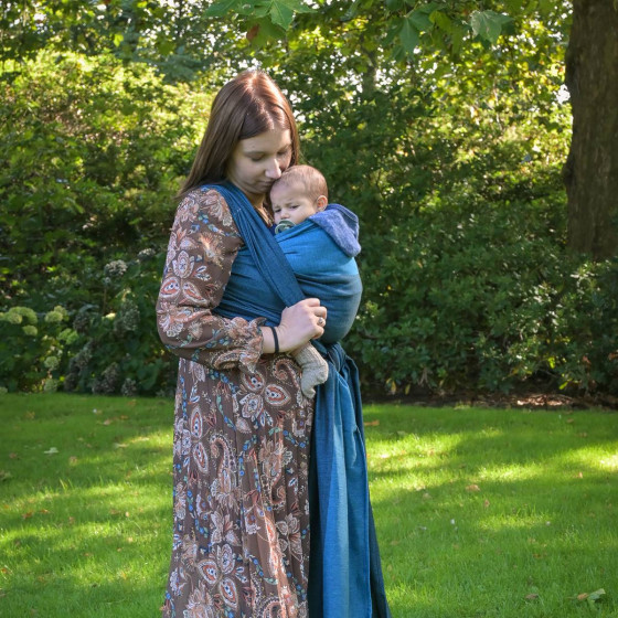 Yaro Newborn Blue Black - Ring Sling Tissé