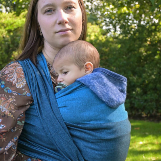 Yaro Newborn Blue Black - Ring Sling Tissé