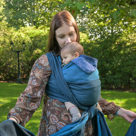 Yaro Newborn Blue Black - Ring Sling Tissé