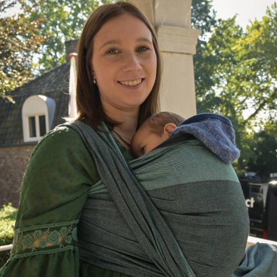 Yaro Newborn Mint Black - Ring Sling Tissé