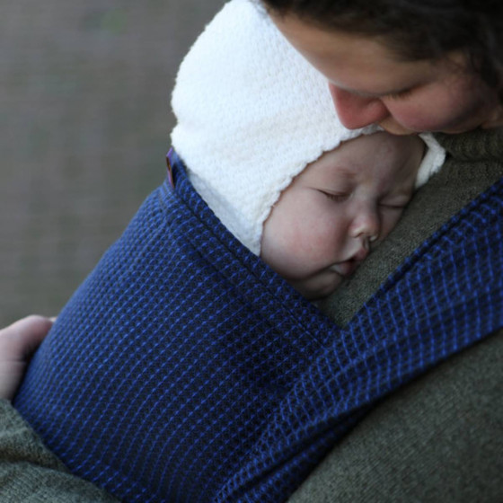 Yaro Waffles Black Dark-Blue - Ring Sling Tissé