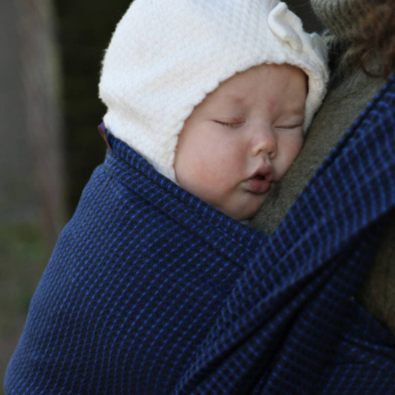 Yaro Waffles Black Dark-Blue - Ring Sling Tissé