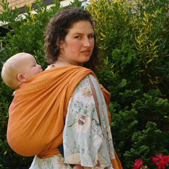 Yaro Waffles Yellow Pink - Ring Sling Tissé