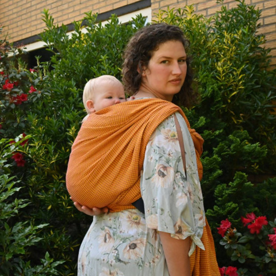 Yaro Waffles Yellow Pink - Ring Sling Tissé