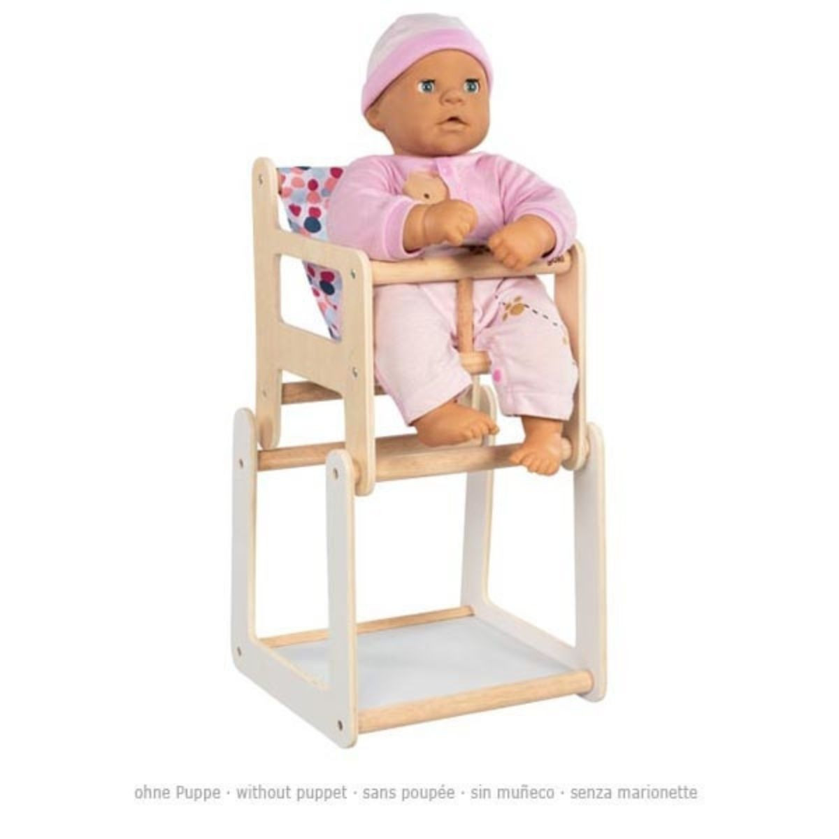 Chaise Haute Pour Poupée Howa Rainbow 28402 – En Bois, Rose, Avec Coussin Arc-en-ciel (jusqu’à 50 Cm)