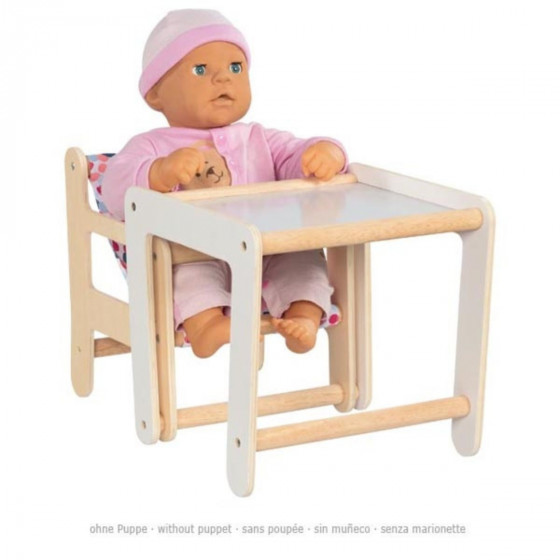 Goki Chaise haute pour poupée avec table 2 en 1