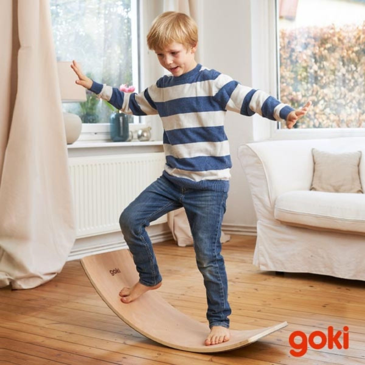 Goki Planche d'équilibre Vague en bois et feutrine
