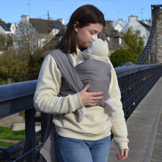 Naturiou Simply Wrap Gris - Écharpe de portage tissée